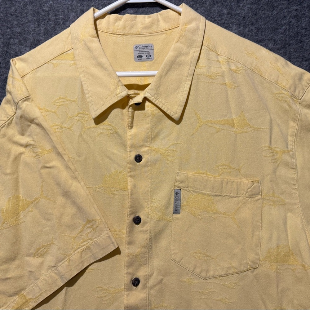 Columbia PFG yellow shirt mens XXL button up printed fish graphic soft comfort